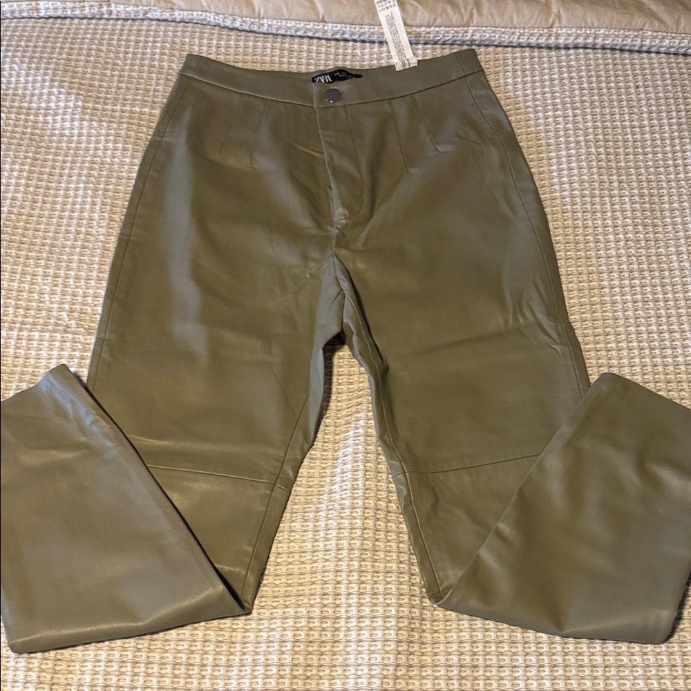 Women’s Zara faux leather  Olive Green Pants